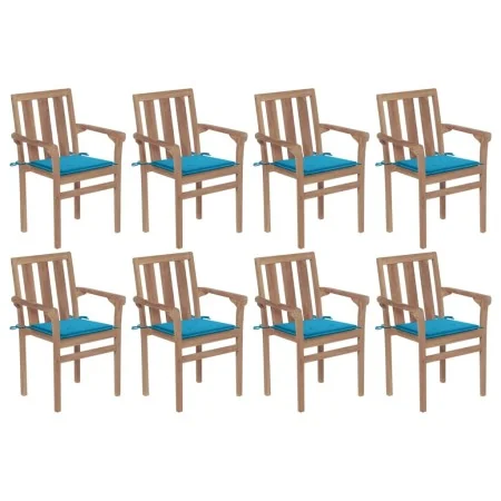 Stackable garden chairs, set of 8, made of solid teak wood with cushions. by , Garden chairs - Ref: Foro24-3073437, Price: 1,...
