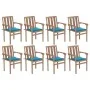 Stackable garden chairs, set of 8, made of solid teak wood with cushions. by , Garden chairs - Ref: Foro24-3073437, Price: 1,...