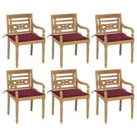 Batavia Stühle, 6 Stück Massivholz aus Teakholz mit Kissen. von , Gartenstühle - Ref: Foro24-3073331, Preis: 724,86 €, Rabatt: %