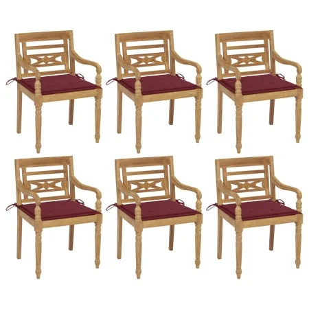 Batavia chairs 6 units solid teak wood with cushions by , Garden chairs - Ref: Foro24-3073331, Price: 724,86 €, Discount: %