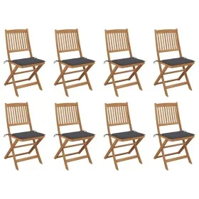 Sillas de jardín plegables 8 uds y cojines madera maciza acacia de , Sillas de jardín - Ref: Foro24-3075113, Precio: 427,86 €...