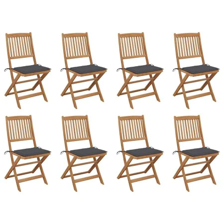 Folding garden chairs 8 units and solid acacia wood cushions by , Garden chairs - Ref: Foro24-3075113, Price: 427,86 €, Disco...