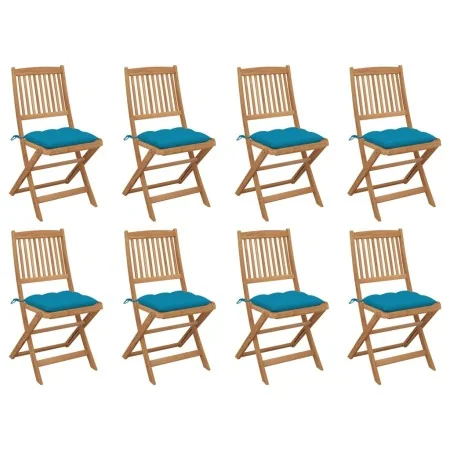 Sillas de jardín plegables 8 uds y cojines madera maciza acacia de , Sillas de jardín - Ref: Foro24-3075132, Precio: 408,42 €...