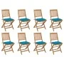 Folding garden chairs 8 units and solid acacia wood cushions by , Garden chairs - Ref: Foro24-3075132, Price: 408,42 €, Disco...