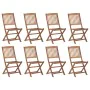 Folding garden chairs 8 units and solid acacia wood cushions by , Garden chairs - Ref: Foro24-3075132, Price: 408,42 €, Disco...