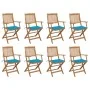 Folding garden chairs 8 units and solid acacia wood cushions by , Garden chairs - Ref: Foro24-3075089, Price: 383,03 €, Disco...