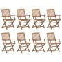 Folding garden chairs 8 units and solid acacia wood cushions by , Garden chairs - Ref: Foro24-3075089, Price: 383,03 €, Disco...