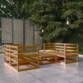 Garden furniture 5 pieces and honey brown pine wood cushions by , Garden sets - Ref: Foro24-3075257, Price: 319,88 €, Discoun...