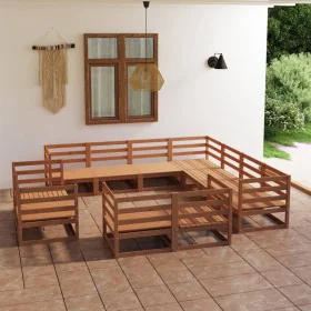 11-piece solid pine wood honey brown garden furniture. by , Garden sets - Ref: Foro24-3075947, Price: 739,26 €, Discount: %