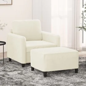 Sessel mit Hocker aus cremefarbenem Samt, 60 cm. von , Sofas - Ref: Foro24-3201172, Preis: 209,74 €, Rabatt: %