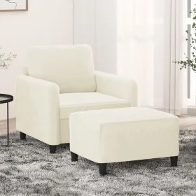 Sillón con taburete terciopelo crema 60 cm de , Sofás - Ref: Foro24-3201172, Precio: 209,74 €, Descuento: %