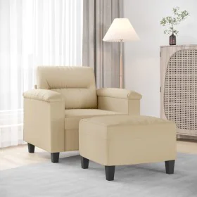 Armchair with cream microfiber fabric footstool 60 cm by , Sofas - Ref: Foro24-3201229, Price: 235,79 €, Discount: %