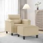 Sillón con taburete tela de microfibra crema 60 cm de , Sofás - Ref: Foro24-3201229, Precio: 236,22 €, Descuento: %