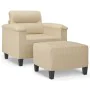 Sillón con taburete tela de microfibra crema 60 cm de , Sofás - Ref: Foro24-3201229, Precio: 236,22 €, Descuento: %
