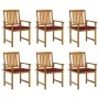 Garden chairs and cushions, 6 units, solid acacia wood. by , Garden chairs - Ref: Foro24-3078160, Price: 438,70 €, Discount: %