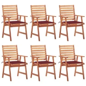 Garden dining chairs and cushions 6 pcs solid acacia wood by , Garden chairs - Ref: Foro24-3078356, Price: 393,29 €, Discount: %
