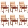 Garden dining chairs and cushions 6 pcs solid acacia wood by , Garden chairs - Ref: Foro24-3078356, Price: 393,26 €, Discount: %