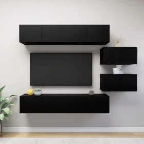 Wohnzimmermöbel-Set TV 6-teilig aus schwarzer Ingenieurholzmasse von , TV-Möbel - Ref: Foro24-3078831, Preis: 257,48 €, Rabat...