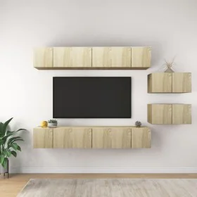 Wohnzimmer-TV-Möbelset, 8-teilig, aus Eichenholz in Sonoma-Eiche-Optik. von , TV-Möbel - Ref: Foro24-3079042, Preis: 243,94 €...