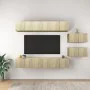 Wohnzimmer-TV-Möbelset, 8-teilig, aus Eichenholz in Sonoma-Eiche-Optik. von , TV-Möbel - Ref: Foro24-3079042, Preis: 243,94 €...