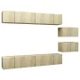 Wohnzimmer-TV-Möbelset, 8-teilig, aus Eichenholz in Sonoma-Eiche-Optik. von , TV-Möbel - Ref: Foro24-3079042, Preis: 243,94 €...