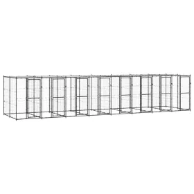 Outdoor steel dog kennel with a roof 19.36 m² by , Dog kennels and fences - Ref: Foro24-3082255, Price: 1,00 €, Discount: %
