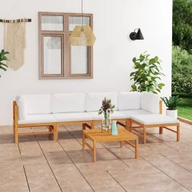 Gartenmöbel-Set, 6-teilig, aus Teakholz und cremefarbenen Kissen. von , Gartensets - Ref: Foro24-3087242, Preis: 658,82 €, Ra...