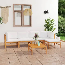 Set de muebles de jardín 6 pzas madera de teca y cojines crema de , Conjuntos de jardín - Ref: Foro24-3087242, Precio: 668,36...