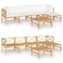 6-piece garden furniture set made of teak wood with cream cushions by , Garden sets - Ref: Foro24-3087242, Price: 668,36 €, D...