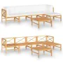 Set de muebles de jardín 6 pzas madera de teca y cojines crema de , Conjuntos de jardín - Ref: Foro24-3087242, Precio: 668,36...