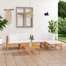 6-piece garden furniture set made of teak wood with cream cushions by , Garden sets - Ref: Foro24-3087202, Price: 658,82 €, D...