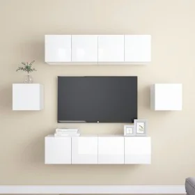 Wohnzimmermöbel-Set, 6-teilig, aus glänzend weißem Ingenieurholz. von , TV-Möbel - Ref: Foro24-3079312, Preis: 203,03 €, Raba...