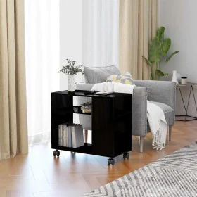 Mesa auxiliar madera contrachapada negro brillante 70x35x55 cm de , Mesas auxiliares - Ref: Foro24-802127, Precio: 45,41 €, D...