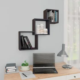Gray plywood cube wall shelf 68x15x68cm by , Shelves and shelves - Ref: Foro24-800272, Price: 25,60 €, Discount: %