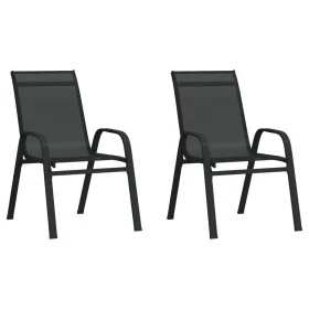 Stapelbare Gartenstühle, 2 Stück, Textilene Schwarz von , Gartenstühle - Ref: Foro24-318777, Preis: 103,39 €, Rabatt: %