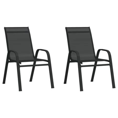 Stackable garden chairs, 2 units, black textilene by , Garden chairs - Ref: Foro24-318777, Price: 103,39 €, Discount: %