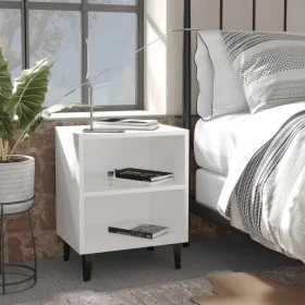 White bedside table with metal legs 40x30x50 cm by , Nightstands - Ref: Foro24-805797, Price: 33,09 €, Discount: %