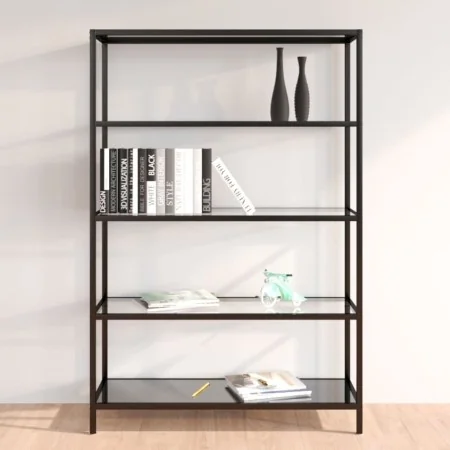 Regal aus gehärtetem transparentem Glas und Schwarz 100x36x168 cm von , Bücherregale und Regale - Ref: Foro24-331638, Preis: ...