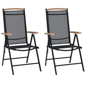 Faltbare Gartenstühle, 2 Stück, Aluminium und schwarzes Textilene von , Gartenstühle - Ref: Foro24-41732, Preis: 156,27 €, Ra...