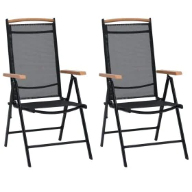 Folding garden chairs 2 units aluminum and black textilene by , Garden chairs - Ref: Foro24-41732, Price: 156,27 €, Discount: %