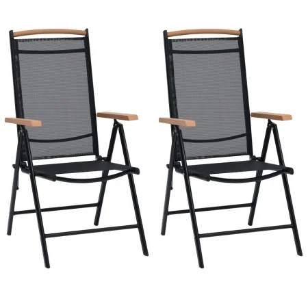 Folding garden chairs 2 units aluminum and black textilene by , Garden chairs - Ref: Foro24-41732, Price: 162,33 €, Discount: %