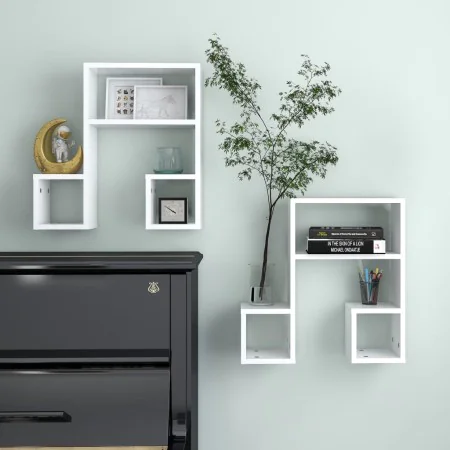 Wall shelves 2 units plywood white 50x15x50 cm by , Shelves and shelves - Ref: Foro24-807241, Price: 33,14 €, Discount: %