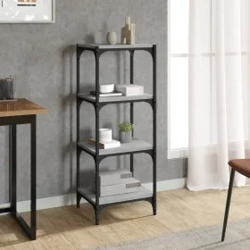 Plywood and gray Sonoma steel shelf 40x33x100 cm by , Bookcases and shelves - Ref: Foro24-819315, Price: 56,47 €, Discount: %