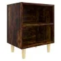 Bedside table with solid smoked oak wood legs, 40x30x50 cm by , Nightstands - Ref: Foro24-813098, Price: 30,27 €, Discount: %