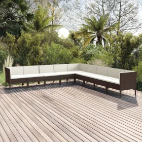 Garden furniture set 9 pieces with brown synthetic rattan cushions by , Garden sets - Ref: Foro24-3094463, Price: 769,90 €, D...