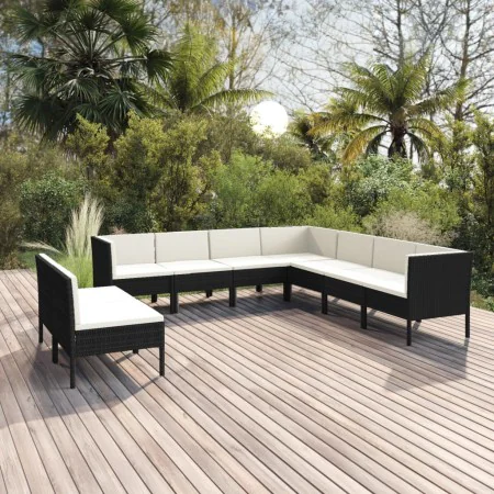 9-piece garden furniture set with black synthetic rattan cushions by , Garden sets - Ref: Foro24-3094468, Price: 754,93 €, Di...