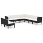 9-teiliges Gartenmöbel-Set mit schwarzen Polstern aus synthetischem Rattan. von , Gartensets - Ref: Foro24-3094468, Preis: 75...
