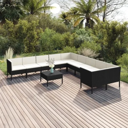 Garden furniture set 11 pieces with black synthetic rattan cushions by , Garden sets - Ref: Foro24-3094496, Price: 976,82 €, ...