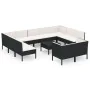 Set de muebles de jardín 12 pzas cojines ratán sintético negro de , Conjuntos de jardín - Ref: Foro24-3094620, Precio: 946,29...
