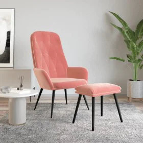 Entspannungssessel mit rosa Samt-Hocker von , Sessel - Ref: Foro24-3097623, Preis: 137,26 €, Rabatt: %